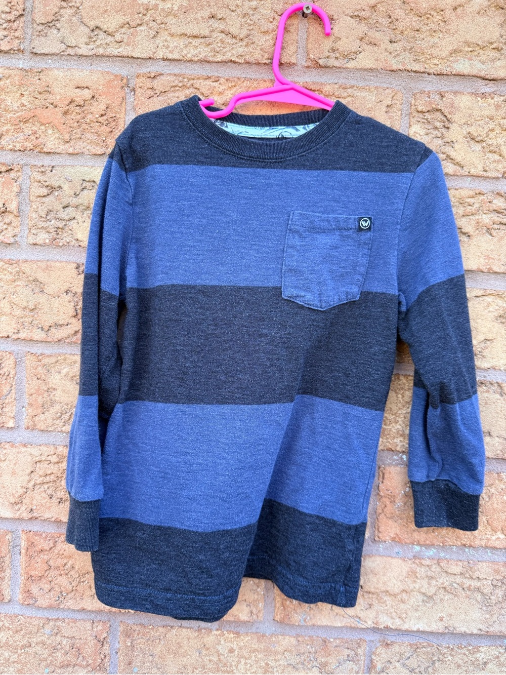 10/$25 • Shaun White Long-Sleeve Striped Pocket Tee - Blue & Charcoal